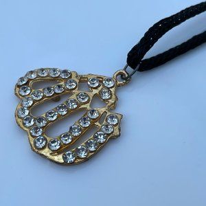 ALLAH Necklace Crystal Accents Pendant With Black